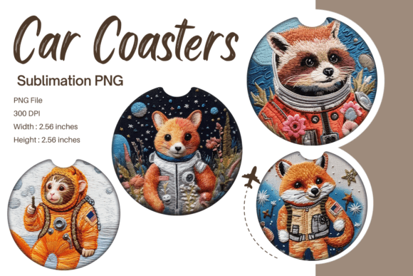 Animal Astronaut Embroidery Car Coaster: A Fun Graphics Asset