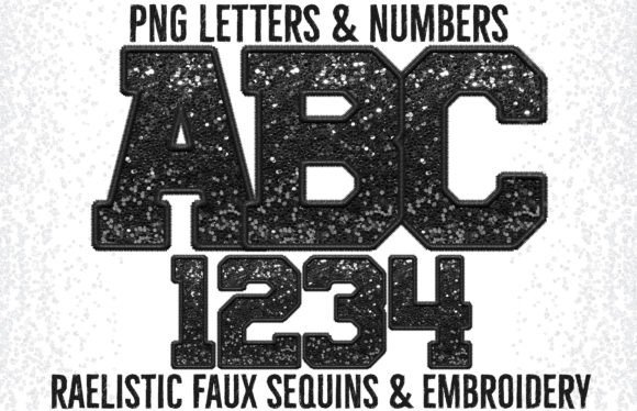 Black Faux Sequins Embroidery Letters for Creative Crafts
