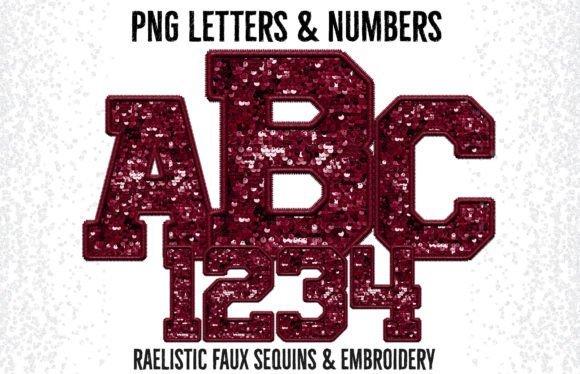 Burgundy Faux Sequins Embroidery Alpha: A Graphics Asset for Crafts