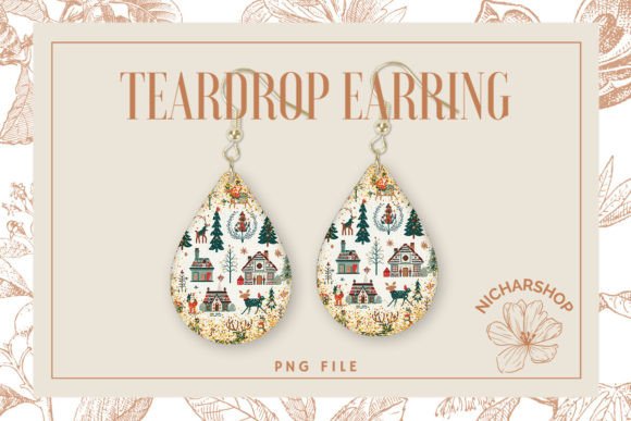 Christmas Deer Embroidery Teardrop1: A Festive Graphics Asset