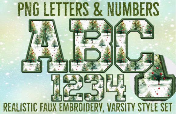 Christmas Faux Embroidery Sport Letters