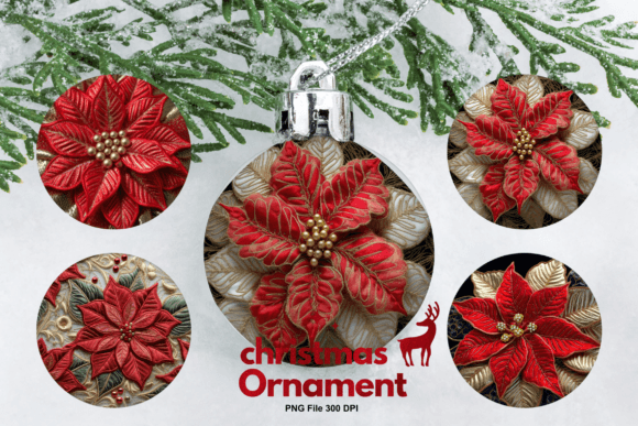 Christmas Ornament Flower Embroidery Set: A Graphics Gem for Print Templates