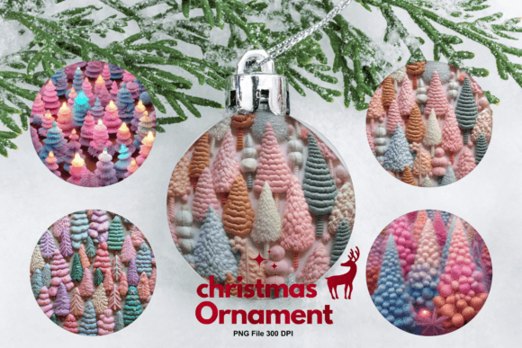 Christmas Tree Embroidery Ornament PNG for Graphics and Print Templates