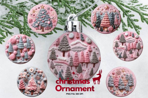 Christmas Tree Embroidery Ornament Set: A Graphics Gem for Print Templates