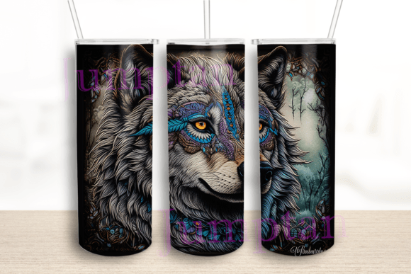 Embroidery Wolf 20 Oz Tumbler Wrap: A Graphics Gem for Crafts