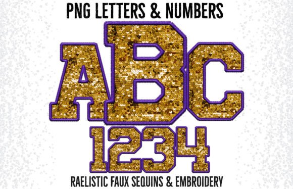 Gold Purple Faux Embroidery Alphabet: A Graphics Gem for Crafts