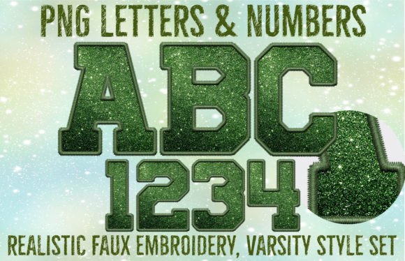 Green Faux Glitter and Embroidery Alpha: A Crafts Graphics Gem