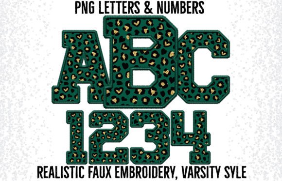 Green Leo Faux Glitter Embroidery PNG for Crafts and Graphics
