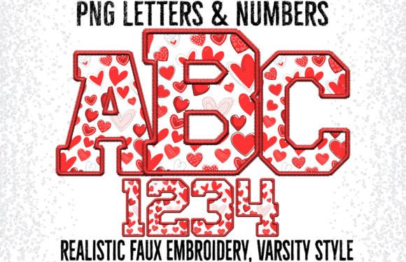 Heart Doodle Faux Embroidery Letters for Crafts and Graphics