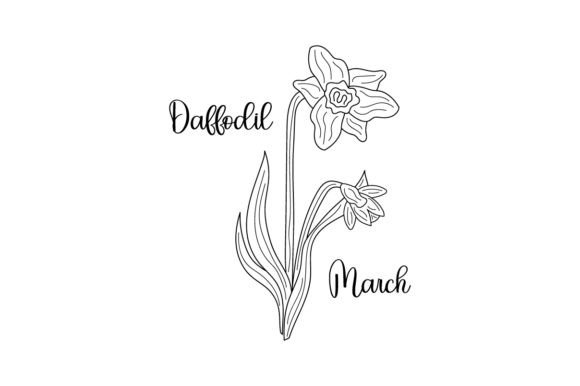 March Daffodil Line Art: Crafts & Designs Asset Review