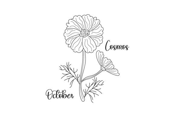 October Cosmos Crafts: Line Art Designs for Editorial Use