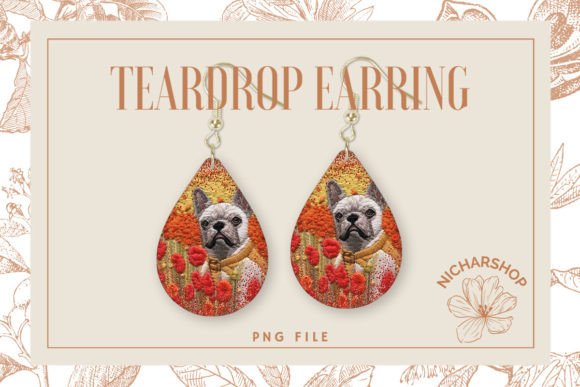 Review: Dog Flower Embroidery Teardrop Earring3