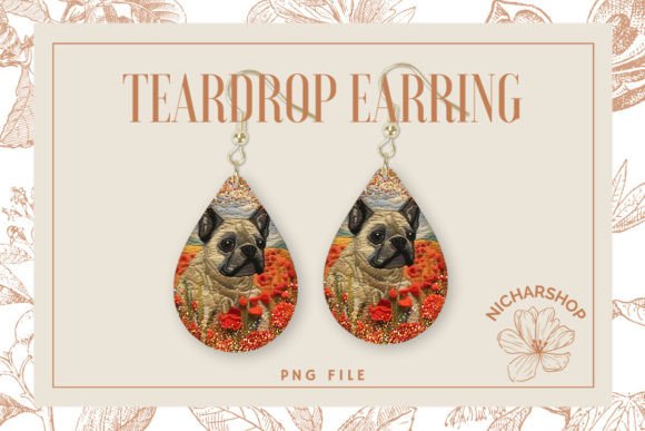 Review of Dog Flower Embroidery Teardrop Earring2