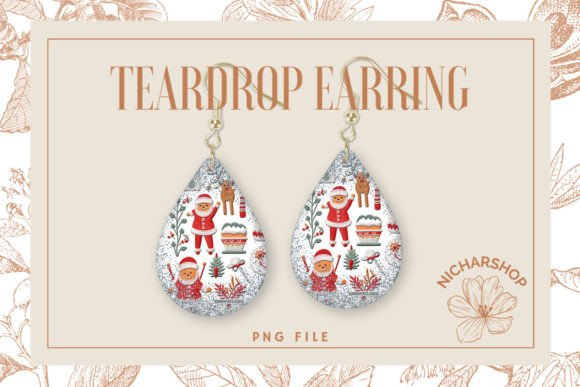 Santa Christmas Embroidery Teardrop1: A Festive Graphics Asset for Print Templates