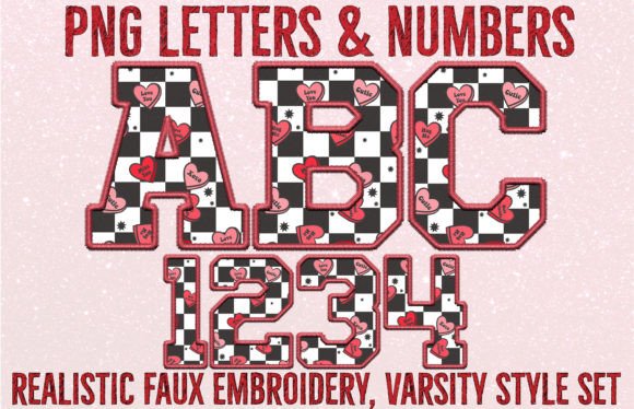 Valentine Faux Embroidery Sport Letters for Crafts and Graphics